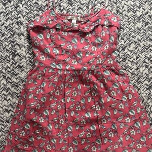 Like New Lauren Conrad Pink Floral Ruffle Spring Bird Print Easter Sundress Sz 8